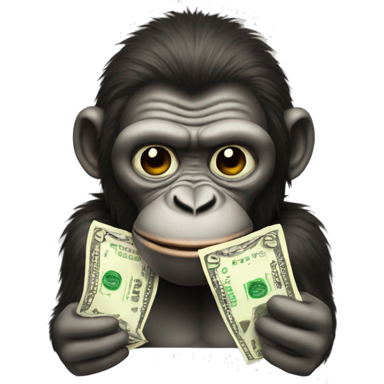 Ape with money and a mustache emoji