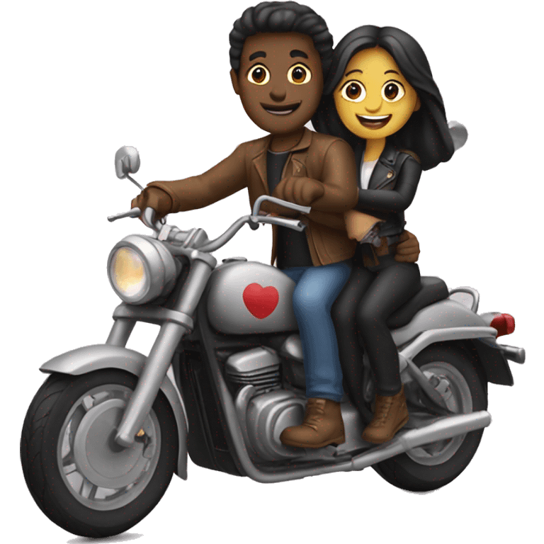 Couple on a motorbike  emoji