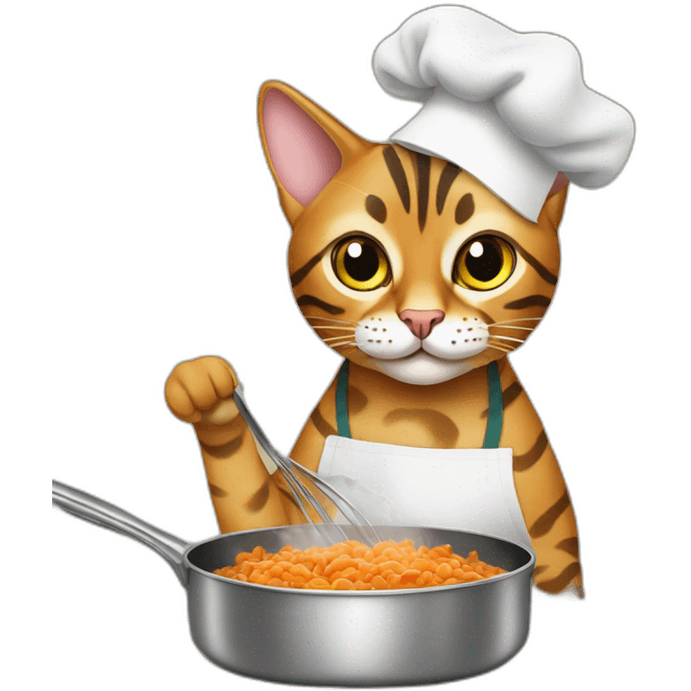 Bengal cat cooking emoji