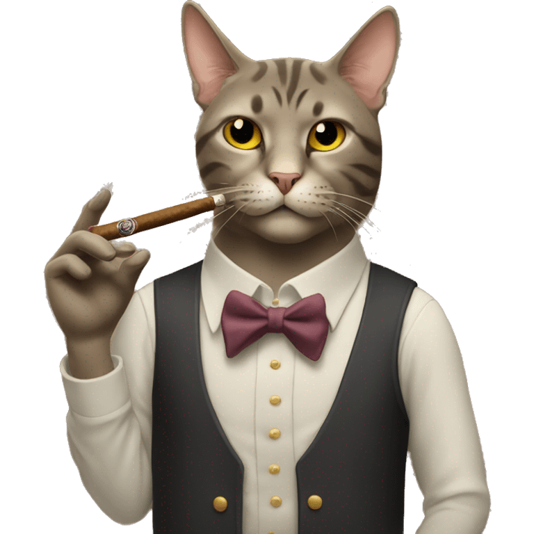 Cat smoking a cigar with racks next to him  emoji