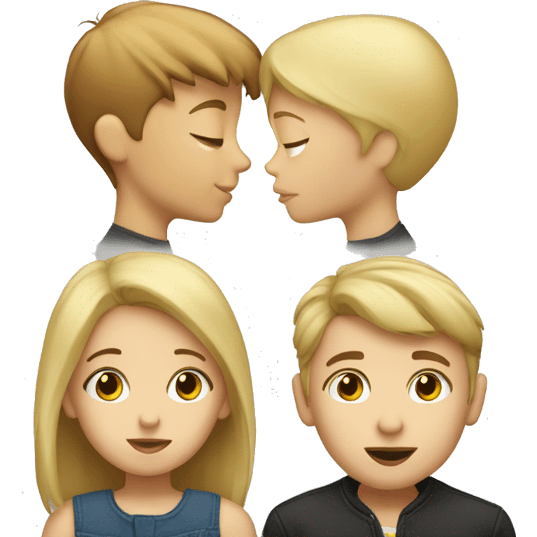 Blonde girl kissing a boy with brown short hair emoji