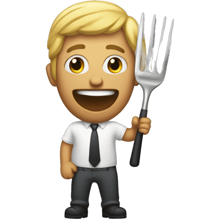 Me holding a pitch fork emoji