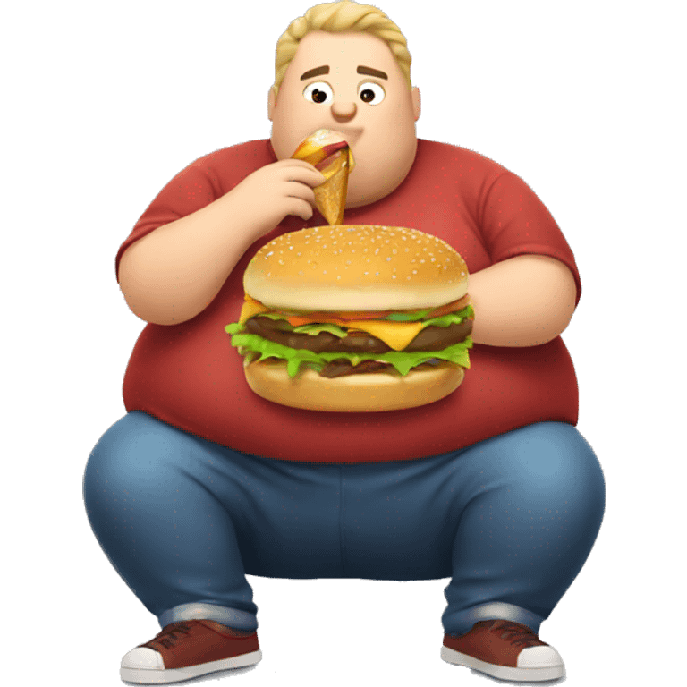 Fat guy eating a burger emoji