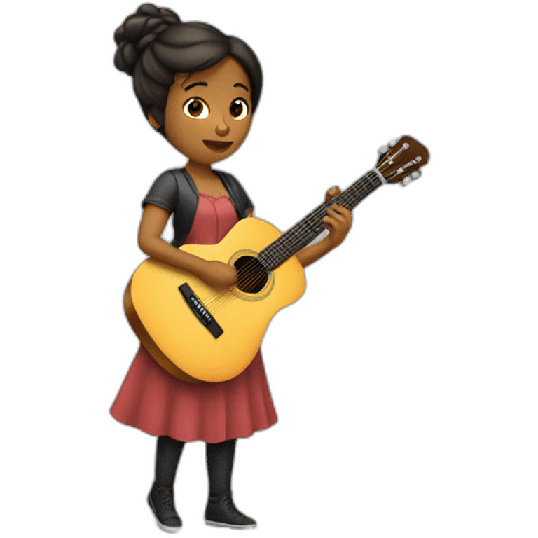 femme  métissé qui fait de la guitare emoji