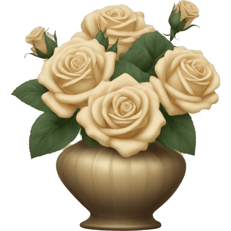 Beige roses in a vintage vase emoji