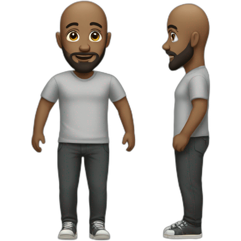 Full length bald headed black man with a beard emoji