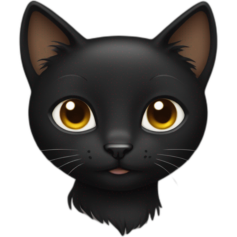 Black cat with long brown hair emoji