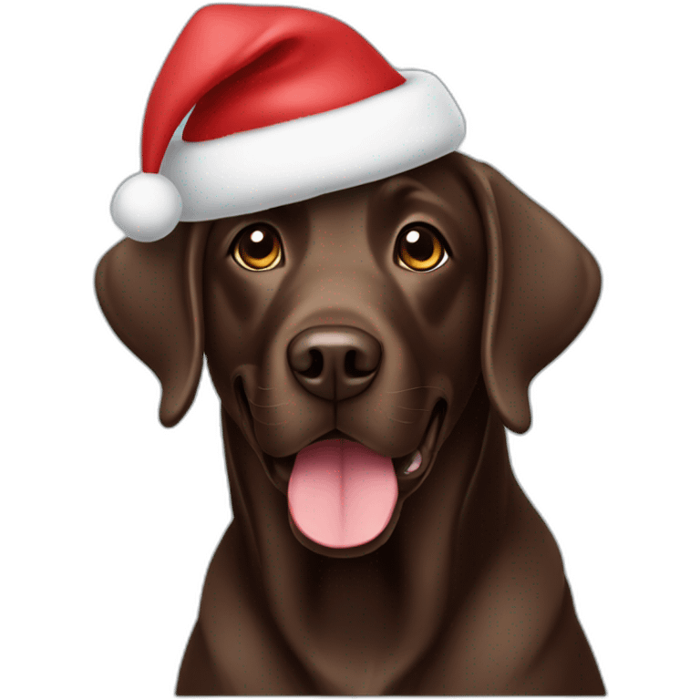 chocolate labrador with christmas hat emoji