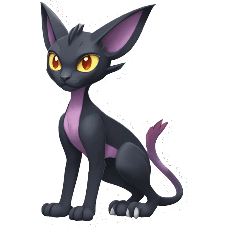 Black edgy Noivern-Litten-Sphynx-Lykoi-Caracal-cat-Fakemon full-body emoji