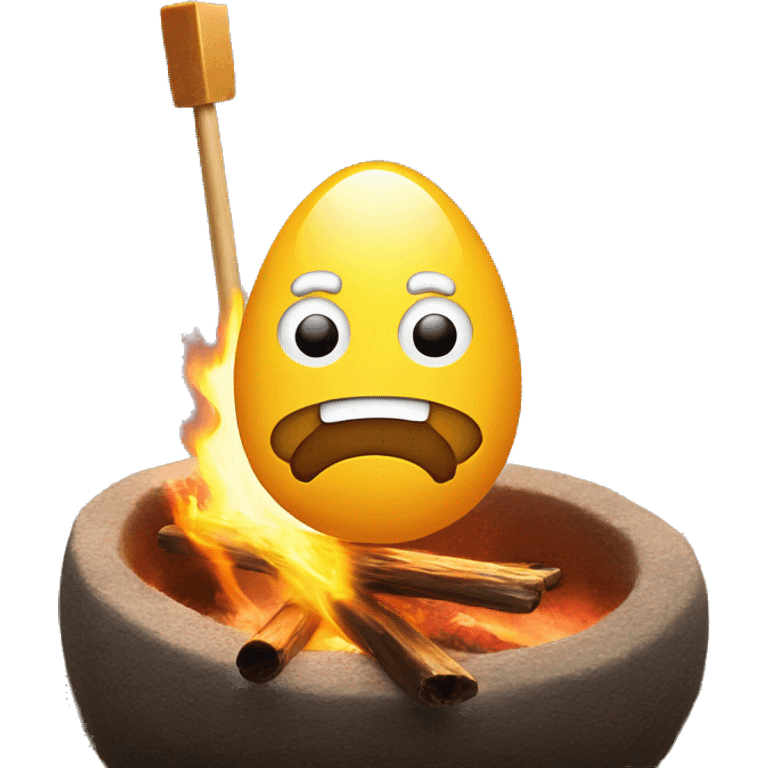 Egg on a stick over a fire emoji