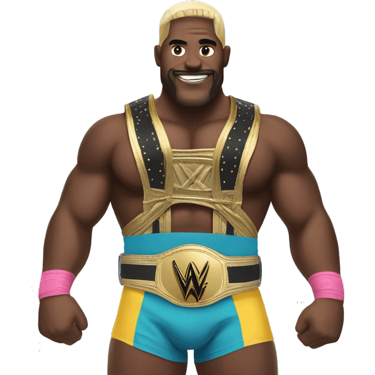 Wrestler wearing wwe belt emoji