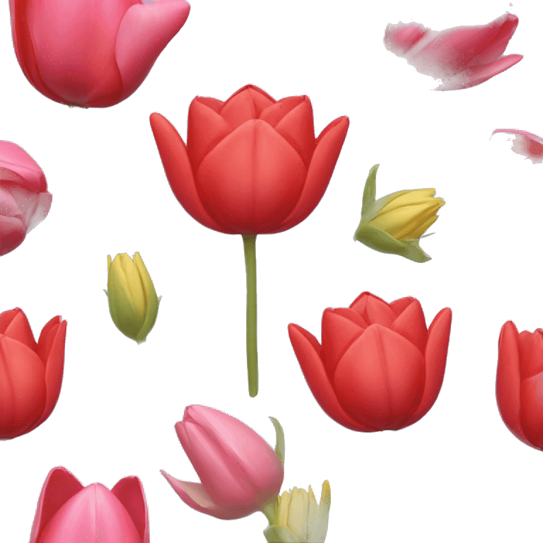 Pink tulip, red rose, sunflower bouquet  emoji