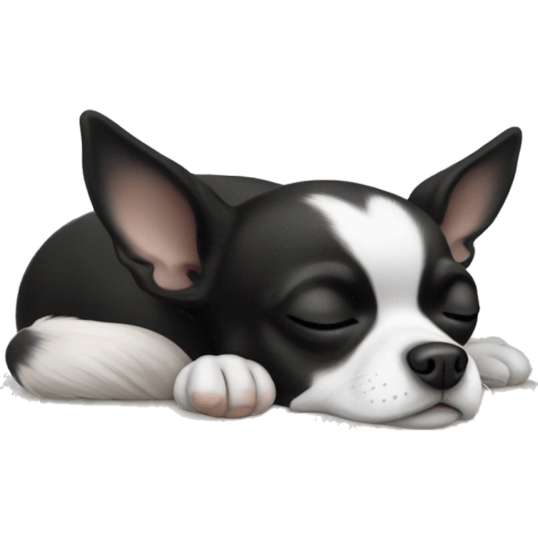 Black and white chihuahua sleeping  emoji