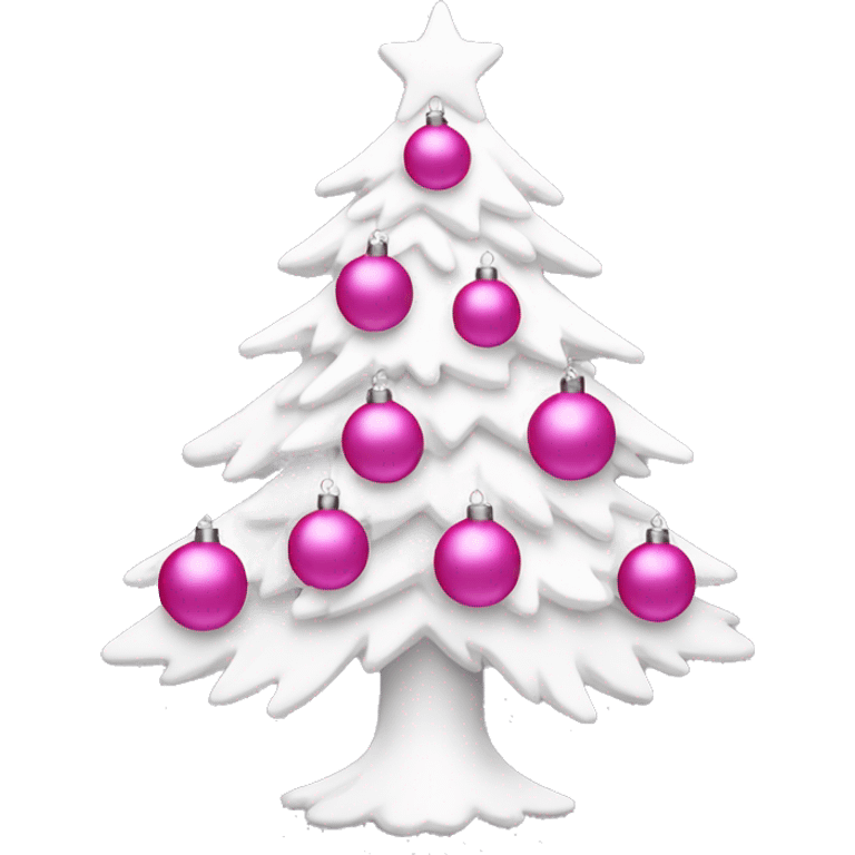 White Christmas tree with pink ornaments emoji