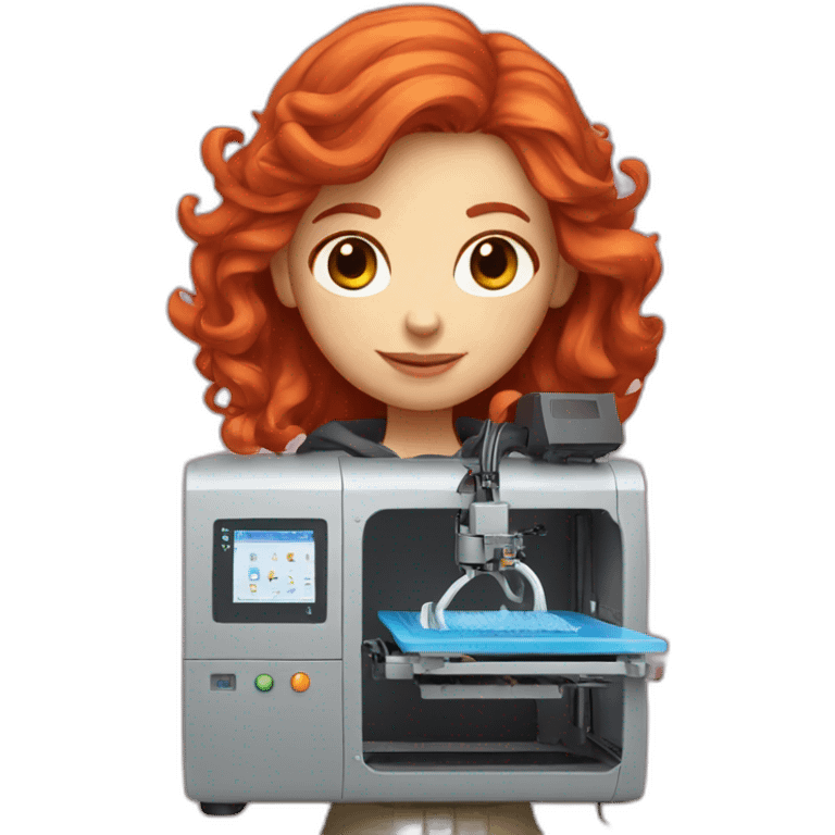 red-haired girl with 3d printer emoji