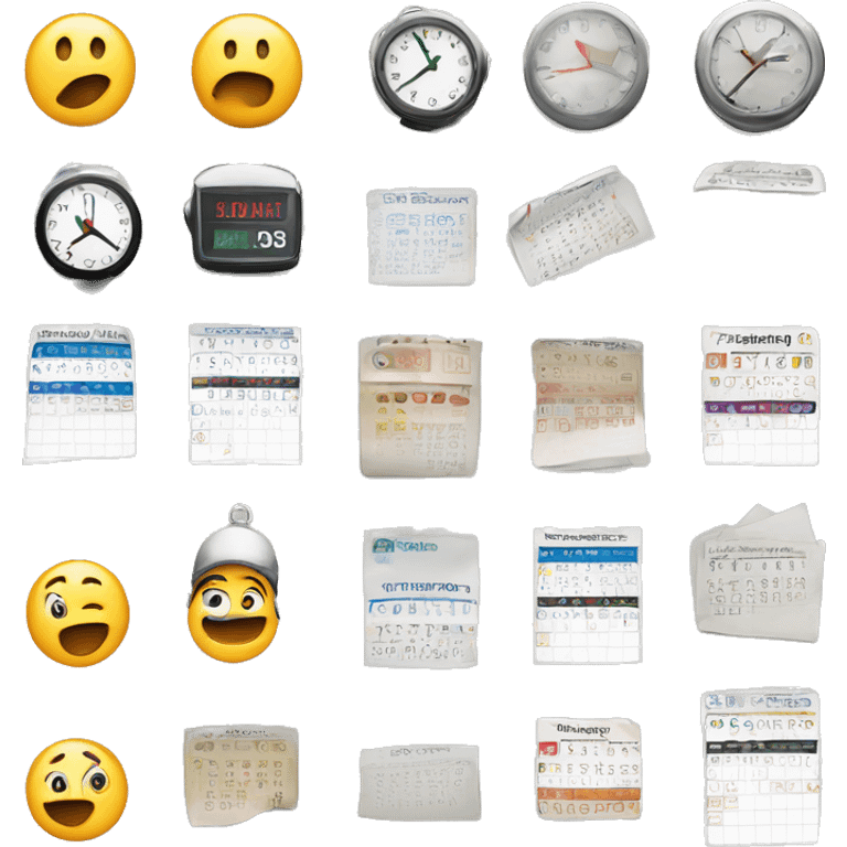 Deadline Emoji 
Usage: To highlight important deadlines.
Design Idea: A calendar page with a clock overlay. emoji