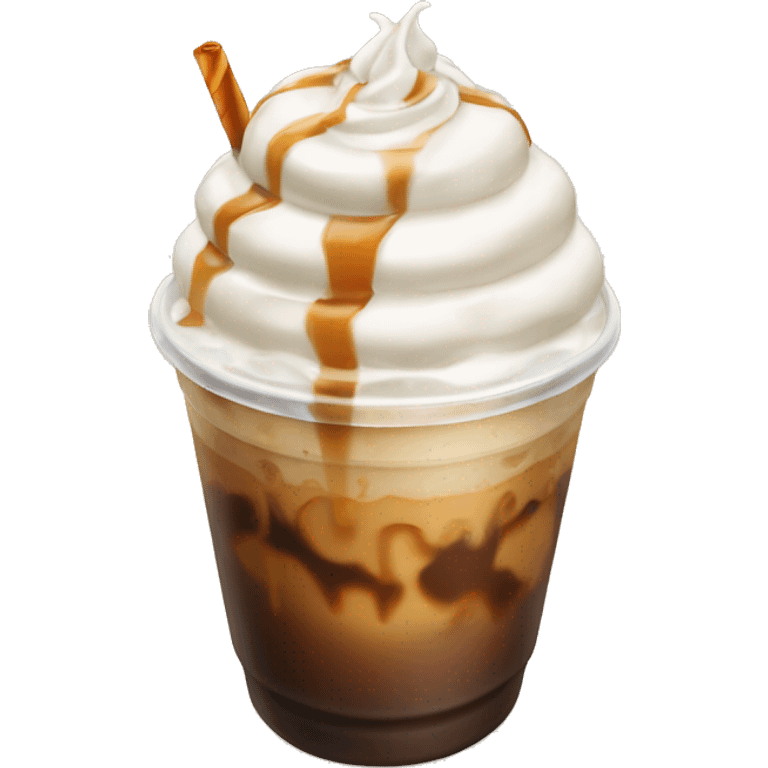 Iced coffee with caramel and whipped cream  emoji