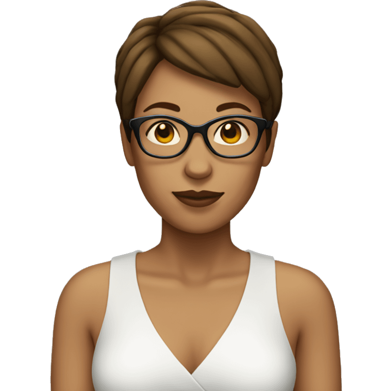 Woman with short brown hair glasses  emoji