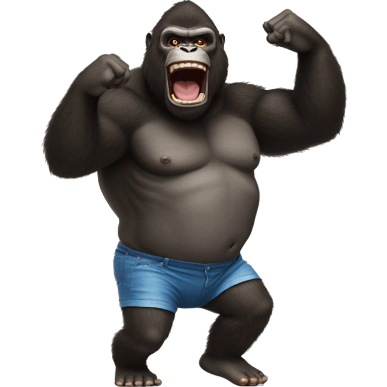 king kong dancing with shorts on and a bumbag emoji