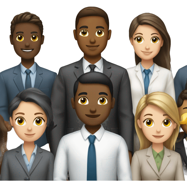 A young professional being supported by others at work emoji