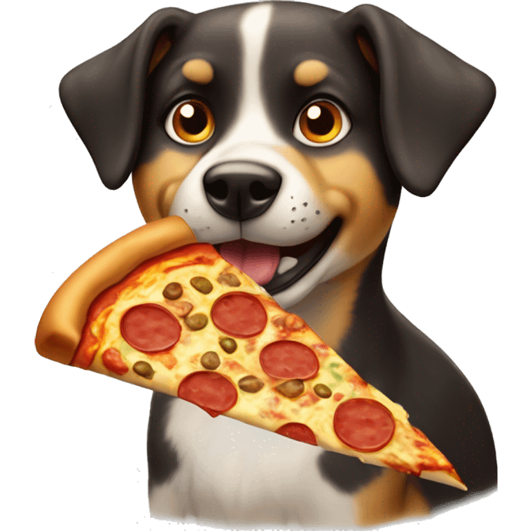 heeller dog with a pizza emoji