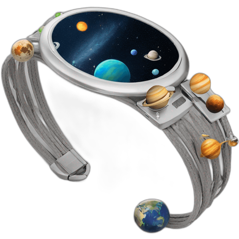 A bracelet with the planets of solar system emoji