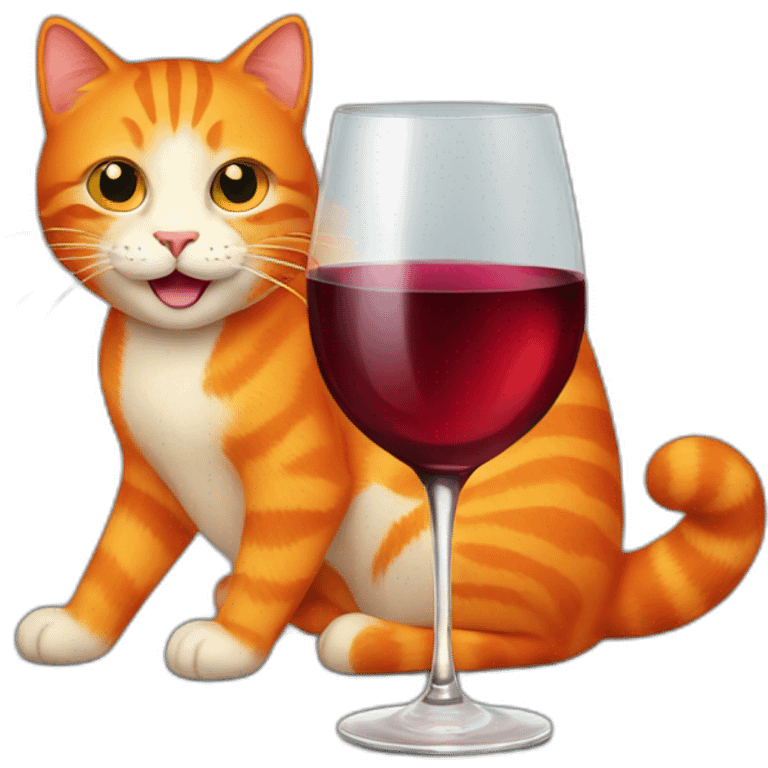 orange cat holding a glass of wine emoji