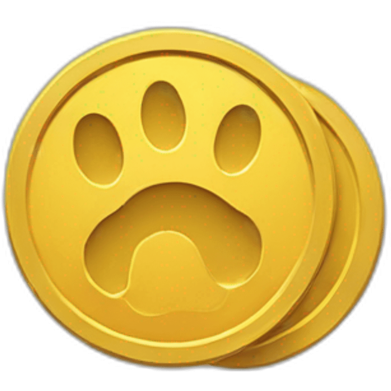 coin with paw yellow flat cartoony emoji