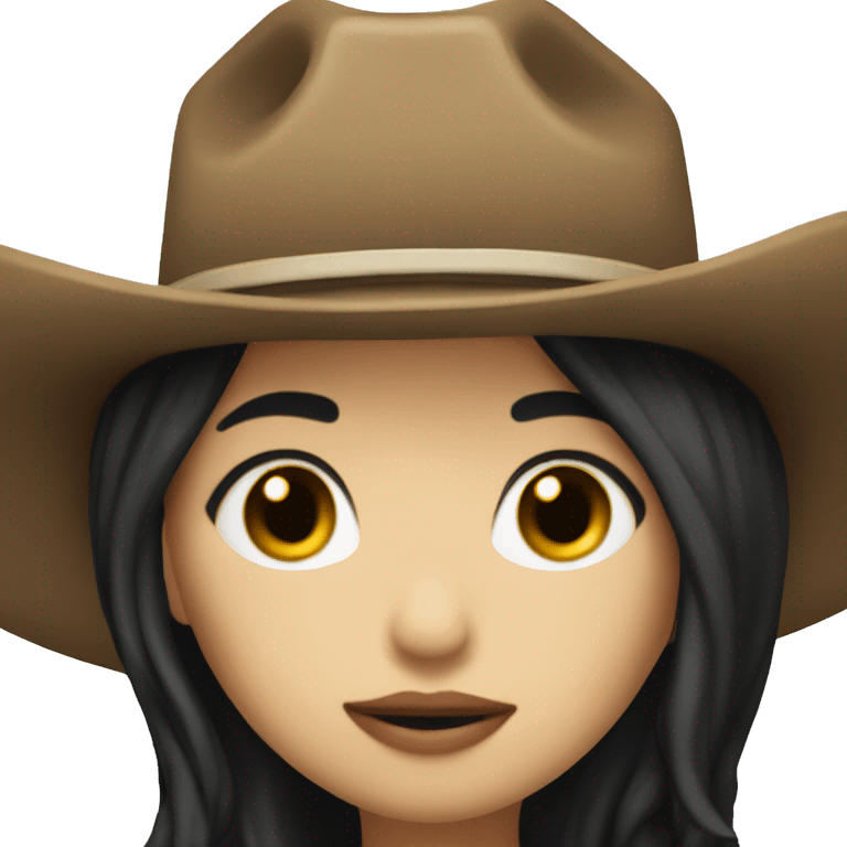 Cowgirl with black hair and pale skin kiss emoji