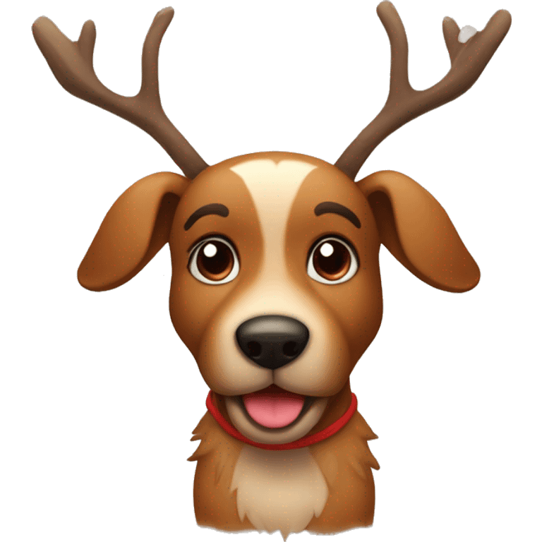 Cute Rudolph the deer with a brown furry dog emoji