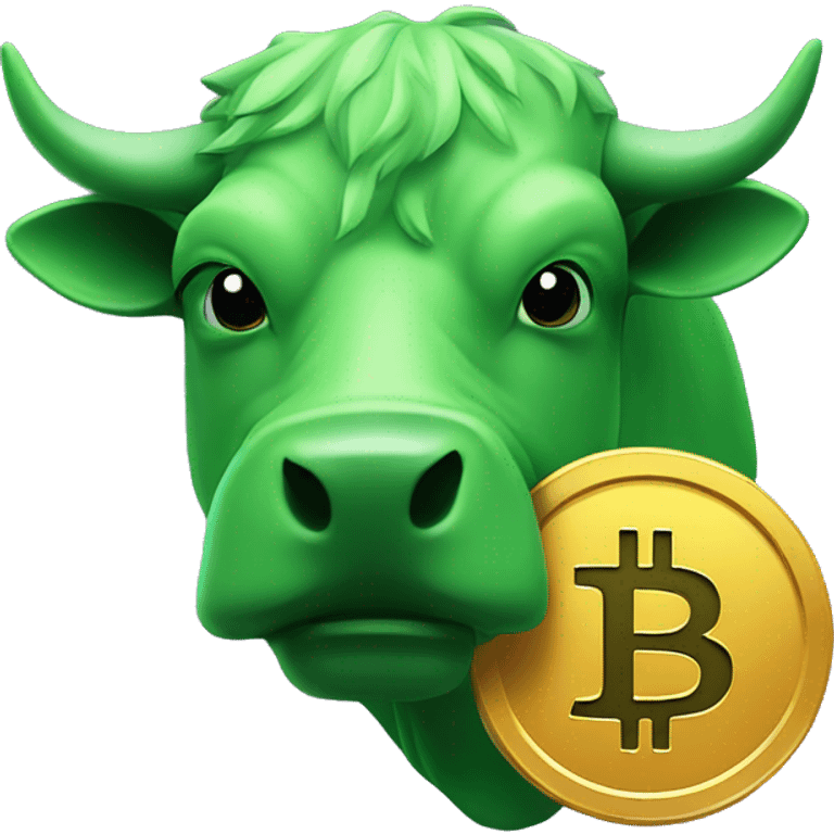 green bull and bitcoin emoji