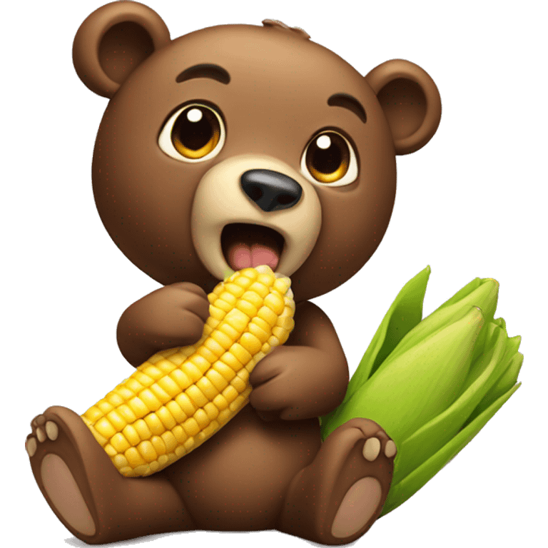 Mocha bear eating corn emoji