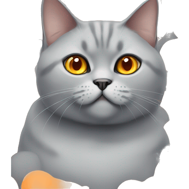 British shorthair cat with orange eyes emoji