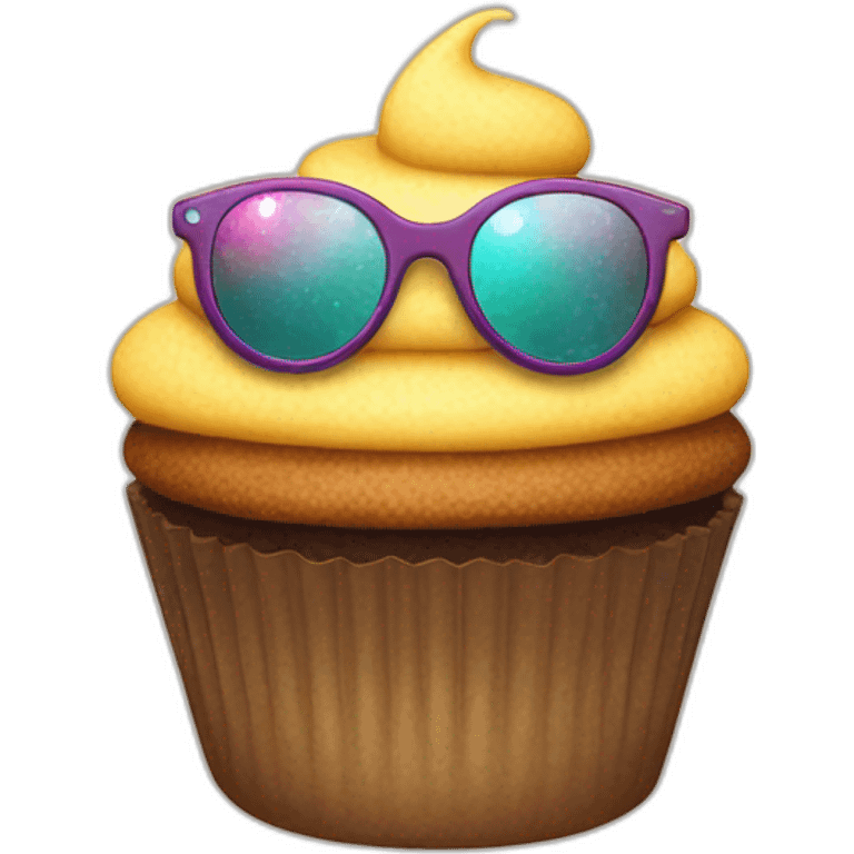 cupcake with cool pixel glasses emoji