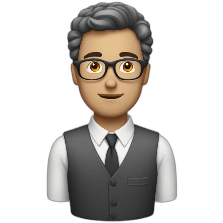 white guy with grey spectacles and dark hairs emoji