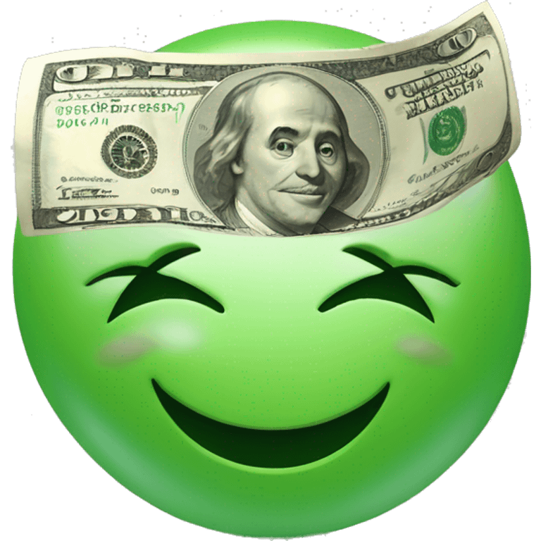 smiley vert avec dollars dans les yeux emoji