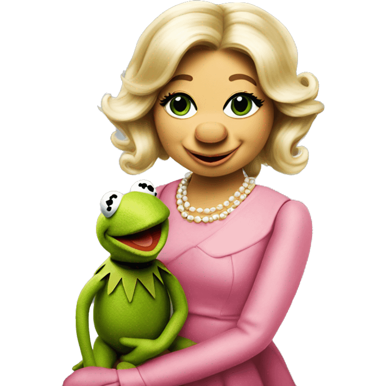 Miss piggy puppeting Kermit  emoji