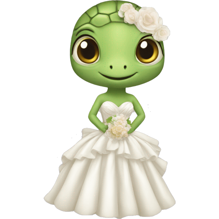 A cité turtle with a wedding dress emoji