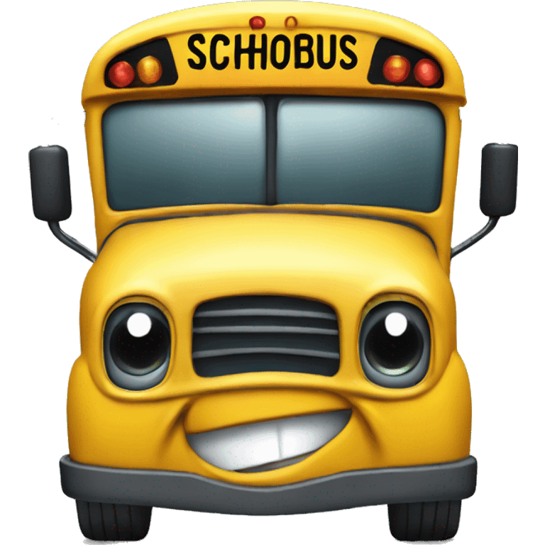 a school bus with an angry disposition emoji