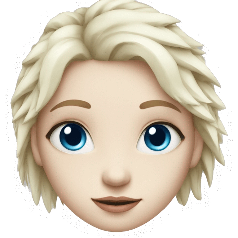 Little girl with blue eyes and pale skin and blue hair and spiky eyelashes emoji