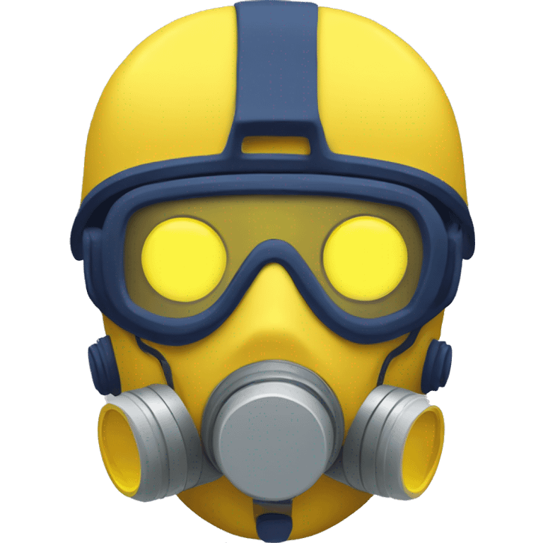 Navy blue skin cyborg head with yellow respirator mask emoji