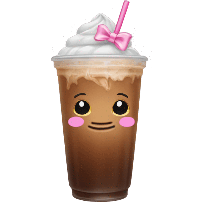 iced coffee with light pink bow emoji