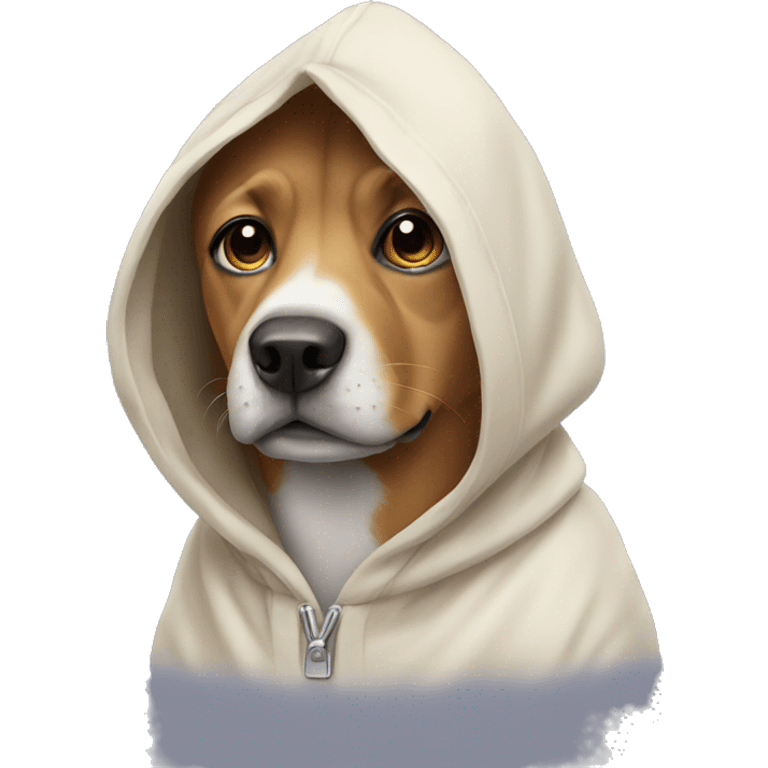 Dog wearing a hodie emoji