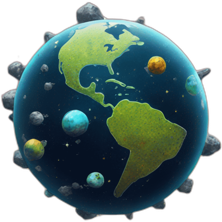 cool punk globe in space with clusters on it emoji