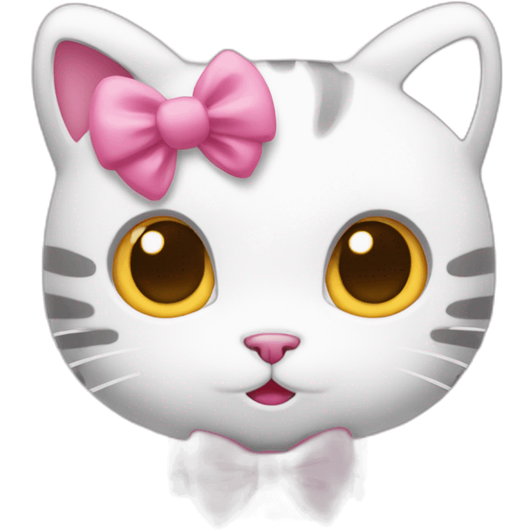 cat white hello kitty with pink bow emoji