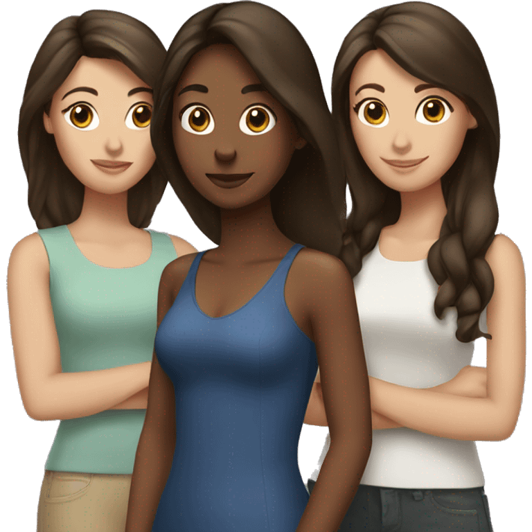 three brunette friends emoji