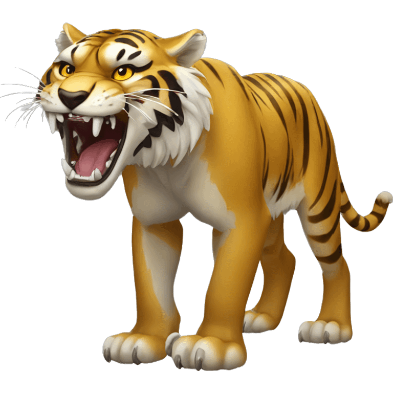 saber toothed tiger long fangs full body emoji