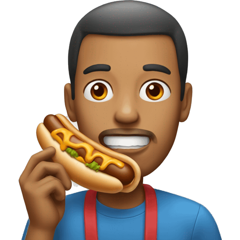 Man eating a hotdog emoji