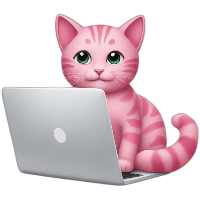 pink cat and laptop emoji