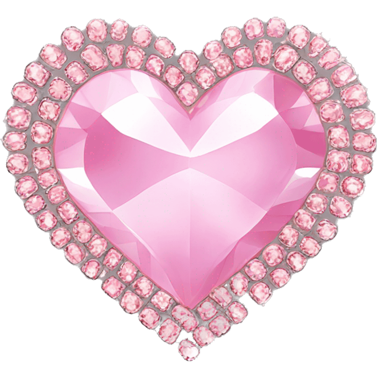 soft pink heart in large round rhinestones, symmetrical, shining emoji